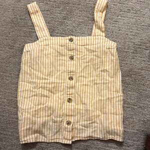 J Crew linen top with buttons tank yellow stripes s small
